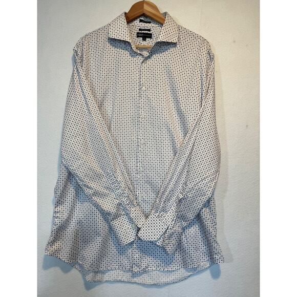 Neiman Marcus Mens Large Blue White Trim Fit Button Up Shirt 17 34/35 - Picture 10 of 11